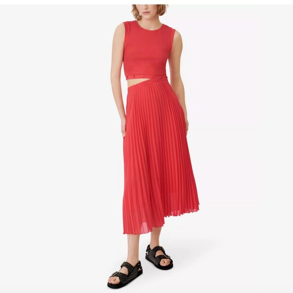 Maje Dresses & Skirts - Maje Riplit Pleated Jersey-Woven Midi Dress